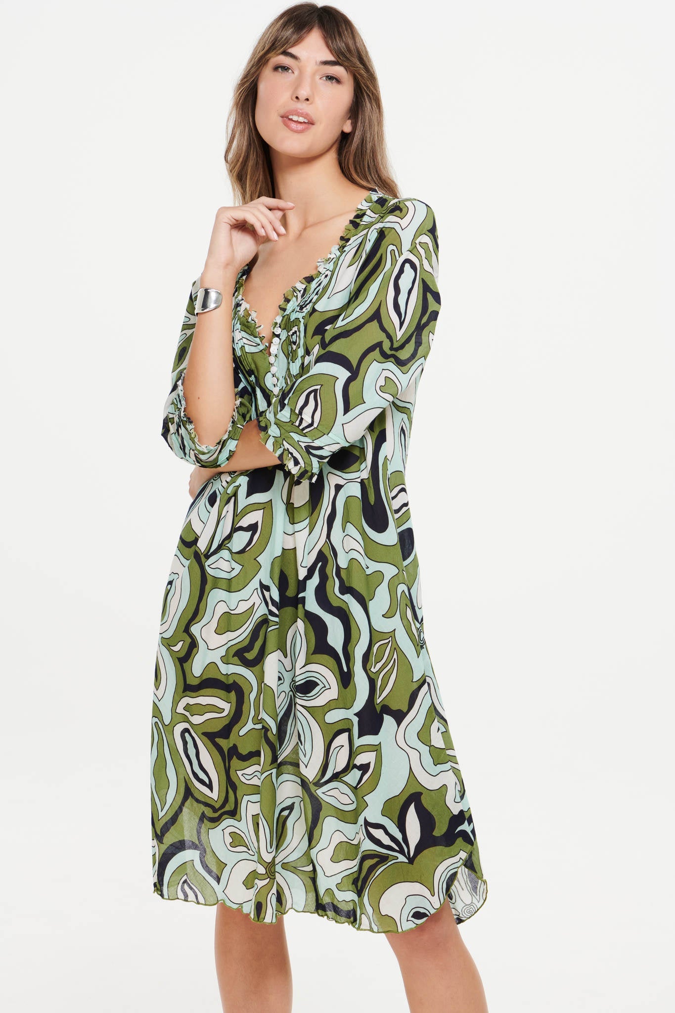 Oneseason Middy Poppy Dress - Copacabana Olive