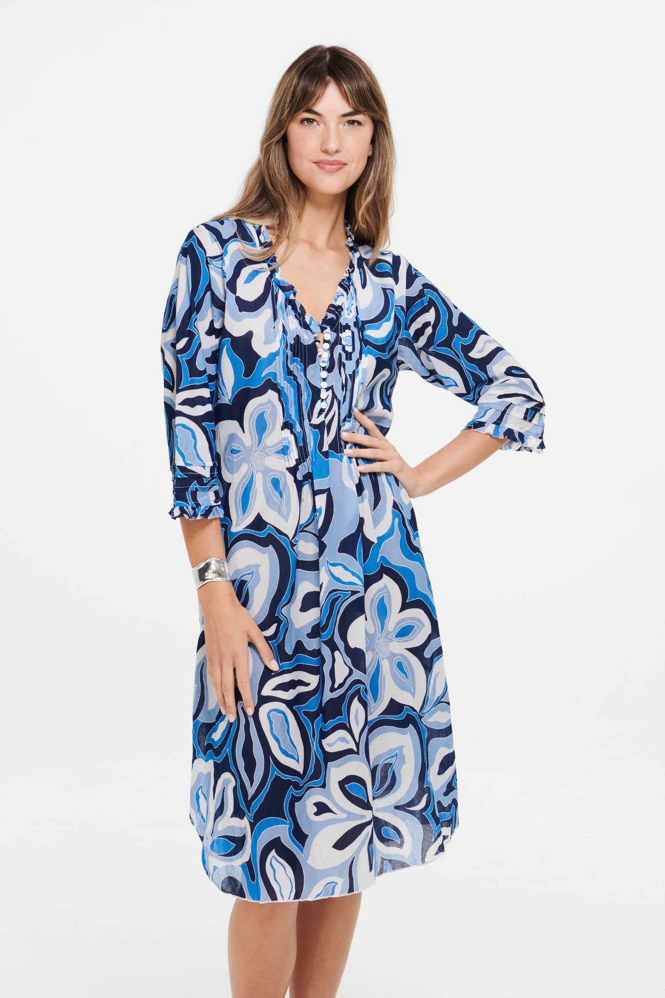 Oneseason Middy Poppy Dress - Copacabana Blue
